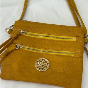Mustard Crossbody Bag with Gold Details